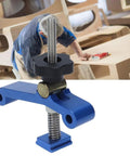 Super Cool Anu Limen T Track Clamp In Vivid Blue For Rocksolid Hold Downs On Your CNC Router And Woodworking Metal Parts Fixing Needs. Close-up view.