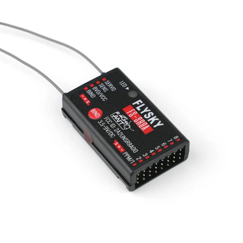 2.4 GHz ANT Protocol Eight Channel RC Receiver With Dual External Antennas for FS ST8 Transmitter and RC models.
