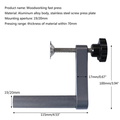 Goat Grade Bench Clamps Set For Woodworking Crews Adjustable Quick Release Dog Hole Tabletop Vise Grip with aluminum body