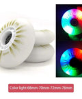 Eight Pack Inline Skate Wheels With Bearings ABEC 9 Light Up 68mm, 70mm, 72mm, 76mm for Kids and Adults, Durable 90A PU flashing wheels