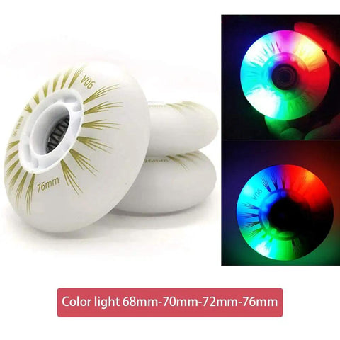 Eight Pack Inline Skate Wheels With Bearings ABEC 9 Light Up 68mm, 70mm, 72mm, 76mm for Kids and Adults, Durable 90A PU flashing wheels