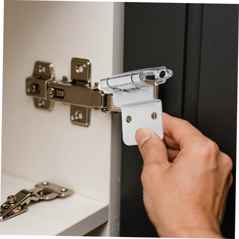 Installing self-closing recessed cabinet hinges on a door