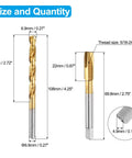 Tap And Drill Bit Set 5/16-24 UNF Right Hand Thread Tap And 6.9mm Titanium Coated HSS Drill Bit dimensions with size details