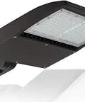 150W LED Parking Lot Light With 21,000 Lumens, 5000K Bright White, Slip-Fit Mount, Photocell, Brown Housing, angled view