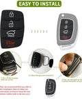 Installation guide for Hyundai 4 Button Key Fob Rubber Button Pad Replacement For Santa Fe Sport And Sonata 2013 2014 2015 2016 2017 2018 2019 Keyless Entry Remote Flip Car Key Fob Case Insert Pad 2 Pack Easy Fit