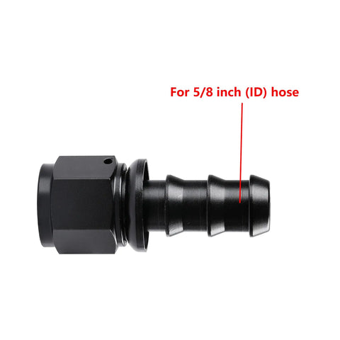 10AN Straight Push Lock Hose Fitting To 5/8 Inch Barb Aluminum 6061 T6 Black 2 Pack High Pressure 1500 PSI Minus 40F To 248F Fits Rubber Fuel Lines