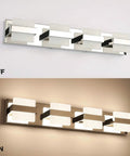 4 Light Chrome LED Vanity Light Fixtures Over Mirror, Modern Bathroom Lighting, 27 Inch, Warm White Glow, On and Off View