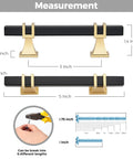 Black And Gold Cabinet Pulls 30 Pack With 3 Inch Hole Center Square Handles detailed measurement guide, zinc alloy base, stainless tube
