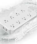 Weatherproof Outdoor Power Strip With 8 Spaced Outlets, 3 USB Ports And USB C, 6 Ft Extension Cord, 1875W Overload Protection