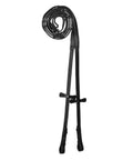 Ultra Soft Calf Skin Leather Loop Reins With Seven Hand Stops, Hook Stud Fastening Reins For Horse, Black Leather, Full Size
