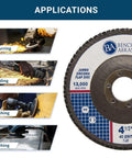 Front view of Benchmark Abrasives jumbo zirconia flap disc, 4.5 in, 40 grit, 13,000 RPM