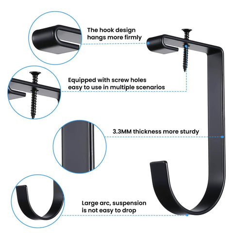 6 Pack Heavy Duty Bike Hooks For Garage Ceiling With Screws Included, 70 Lbs Capacity Per Hook, Sturdy Iron Construction