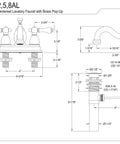 Dimensions and schematic of 4 Inch Centerset Bathroom Faucet In Brushed Nickel Finish, Solid Brass Construction, Drip Free Ceramic Cartridge