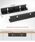 Under Desk Cable Management Tray 32 Inch Steel Cord Organizer No Drill C Clamp And Screw Mount shown under desk