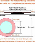 Size recommendation diagram for Hella Durable 40 Inch Lazy Susan Rotating Serving Tray Cut From Thick Sintered Stone.