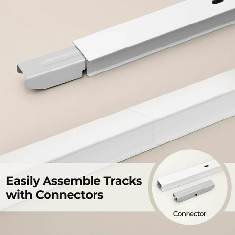 Close-up of Ceiling Curtain Track System With Roller Hooks For Room Divider Ceiling Mount Rail Set showing connectors.