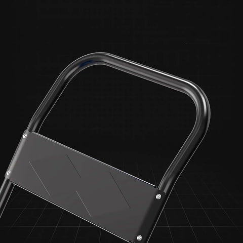 Foldable Flatbed Hand Cart With Beefy Metal And Plastic Deck, close-up of handle and deck