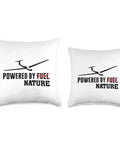 Glider Pilot Throw Pillow For Aviation Enthusiasts, Sailplane Lover Gift, Soaring Flight Decor For Home. Two pillows with sailplane graphic.
