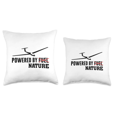 Glider Pilot Throw Pillow For Aviation Enthusiasts, Sailplane Lover Gift, Soaring Flight Decor For Home. Two pillows with sailplane graphic.