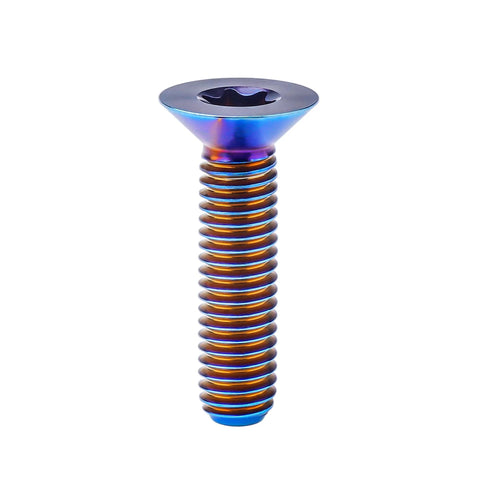 Torx countersunk head titanium bolt with burnt blue finish, M6x25mm