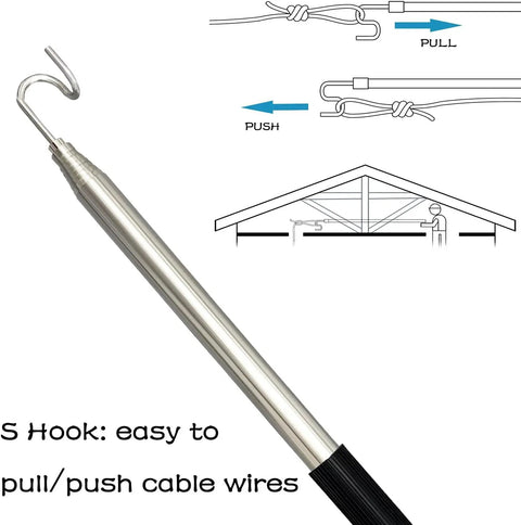 Telescoping Magnetic Pickup Tool With Hook, 72 Inch Reach, Collapses To 13.4 Inches, Stainless Steel Grabber That Lifts Up To 15 Lbs, Great For Wires, Nails, Keys And Small Parts, Pocket Sized And Ready For Ceiling And Floor Cleanup