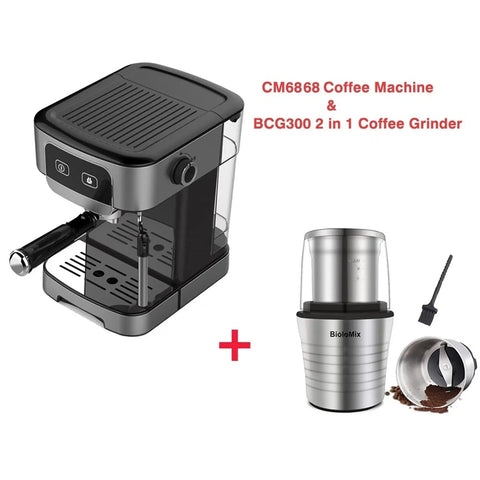 Top Tier Espresso Coffee Maker With Integrated Milk Frother And Steam Wand Craft Smooth Cappuccinos Lattes At Home Instant Preheat Compact Barista Machine that shows espresso machine and coffee grinder.