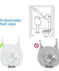 Heavy Duty Toilet Flapper Replacement Compatible With Ga715014 GEG1 Featuring Transparent Body And Rust Proof Stainless Steel Chain Hook Fits 3 Inch Valve Smooth Flush No More Runnin Tanks showing size comparison for 3 inch and 2 inch flappers.