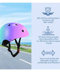 Color Gradient Adjustable Kids Bike Helmet With Knee And Elbow Pads Set For Multi Sport Safety Gear Fits Boys And Girls