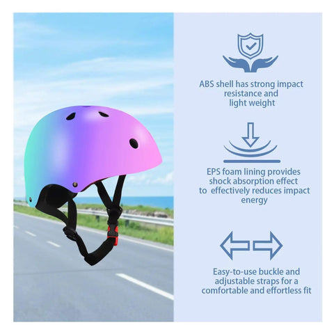 Color Gradient Adjustable Kids Bike Helmet With Knee And Elbow Pads Set For Multi Sport Safety Gear Fits Boys And Girls