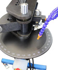 Close-up view of Built Tough 10 Ton Electric Hydraulic Pipe Bender with die set for precise bending operations.