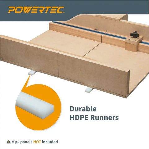 Heavy Duty 17 Inch Hdpe Miter Bars 4 Pack With Predrilled Holes And Screws For Table Saw Crosscut Sled Router Table Bandsaw Taper Jig Woodworking Gear Flat Out Awesome Fit And Finish displayed on a woodworking table with HDPE runners.