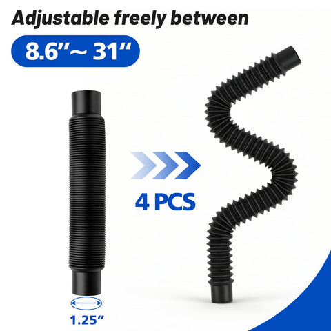 Rain Barrel Hose Connector Kit With Downspout Diverter Links Rainwater Overflow And Stores More Water, 4-piece set, 8.6 to 31 inches.