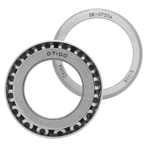 Two Pack Tapered Roller Bearing Set 1 Inch Inner Diameter By 2.047 Inch Outer Diameter By 0.591 Inch Width Cone 07100 Cup 07204 For Wheel Axle And Transfer Case Output Shafts displaying bearings and rings