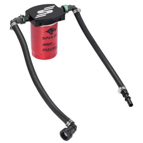 Red disaster prevention bypass kit for Ford 6.7L Power Stroke Super Duty Trucks 2011-2025 with hoses and connectors