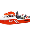 One Thirty Second Scale RC Rescue Boat For Grown Ups With 2 4G Remote, Realistic Mini Model Kit For Pool River Lake Play, RTR Orange And White Hull