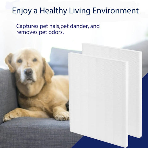 Replacement Filter For Winix D480 Air Cleaner Purifier True HEPA D4 Compatible Part 1712-0100-00 2 Pack with dog in background