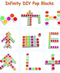 Various shapes made from Super Soft Silicone Fidget Popper Blocks, colorful, sensory play, classroom educational tool.