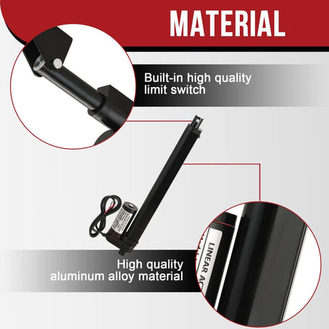 12V Linear Actuator With 10 Inch Stroke And 202 Lbs Load, Heavy Duty Electric Actuator with aluminum housing and limit switch