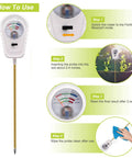 All In One 3 In 1 Soil Test Kit For Moisture, PH And Fertility, Quick Readings For Garden, Lawn, Farm, And Indoor Outdoor Use instructions