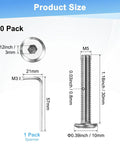 Heavy Duty All Purpose Flat Head Socket Cap Screws Kit M5x30mm 304 Stainless Steel Hex Drive Fasteners With Hex Key For Machine Furniture Automotive Marine Full Thread Bolts 10 Pack shown with measurements