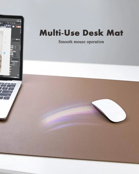 Double Sided Leather Desk Pad With Eco Cork Backing, Large 31.5 By 15.7 Inch Waterproof Desk Mat And Mouse Pad in use