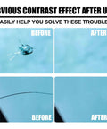 Before and after results using Two Pack Windshield Crack Repair Kit With Premium Nano Repair Fluid for cracks and chips.