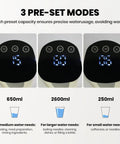 Water Dispenser For 5 Gallon Bottle With Digital Display And Dual Pumps USB Rechargeable Electric Water Pump With Foldable Spout Three Dispense Modes And Dual Outlet showing 3 preset modes on display
