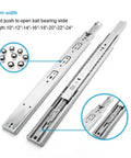 Telescopic Cabinet Drawer Slides 42mm Full Extension Soft Closing with Ball Bearing, durable steel, 45mm wide, product view