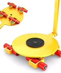 Rock Solid Heavy Duty Moving Dolly With Thickened Steel Base And Smooth PU Swivel Casters For Easy Furniture And Machinery Transport Heavy Lifting Makes Quick Work Of Any Job - yellow dolly with red wheels