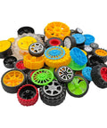 56 Piece Toy Wheel Set With Shafts For DIY Model Cars Trucks And Robots, Wide Range Of Wheel Sizes From 11mm To 64mm Diameter