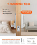 No Battery Needed Mechanical Keyless Entry Door Lock With 14 Key Set installed on wood door showing fit for multiple door types