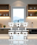 Six Pack Of White Ball Catch Roller Latches For Boat Marine Cupboard Cabinet Doors Heavy Duty Spring Loaded Plastic Hardware displayed on a countertop.