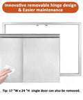 Badass 35 By 24 Double BBQ Access Door For Outdoor Kitchens With Slick Recessed Latches Concealed Hinges Heavy Duty 304 Stainless Steel displaying removable hinge design.