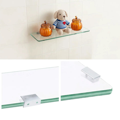 Heavy Duty Glass Shelf Brackets, Adjustable Stainless Steel Wall Mount Clamp Holders For 6-10mm Wood Or Glass Shelves, 4 Pack, Clip Style Support Hardware Replacement Parts on glass shelf